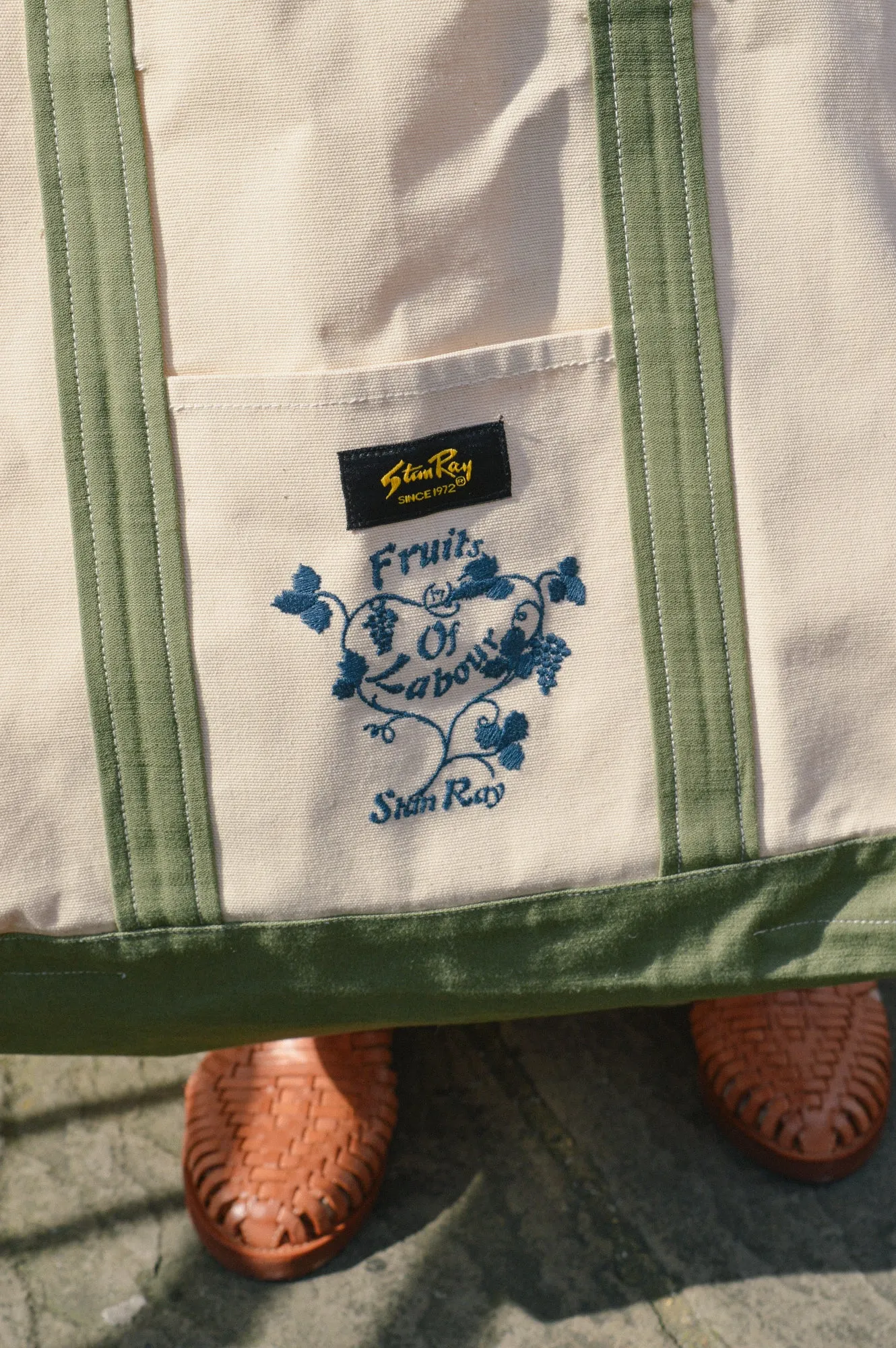 Stan Ray Natural & Olive Sateen Boat Tote Bag