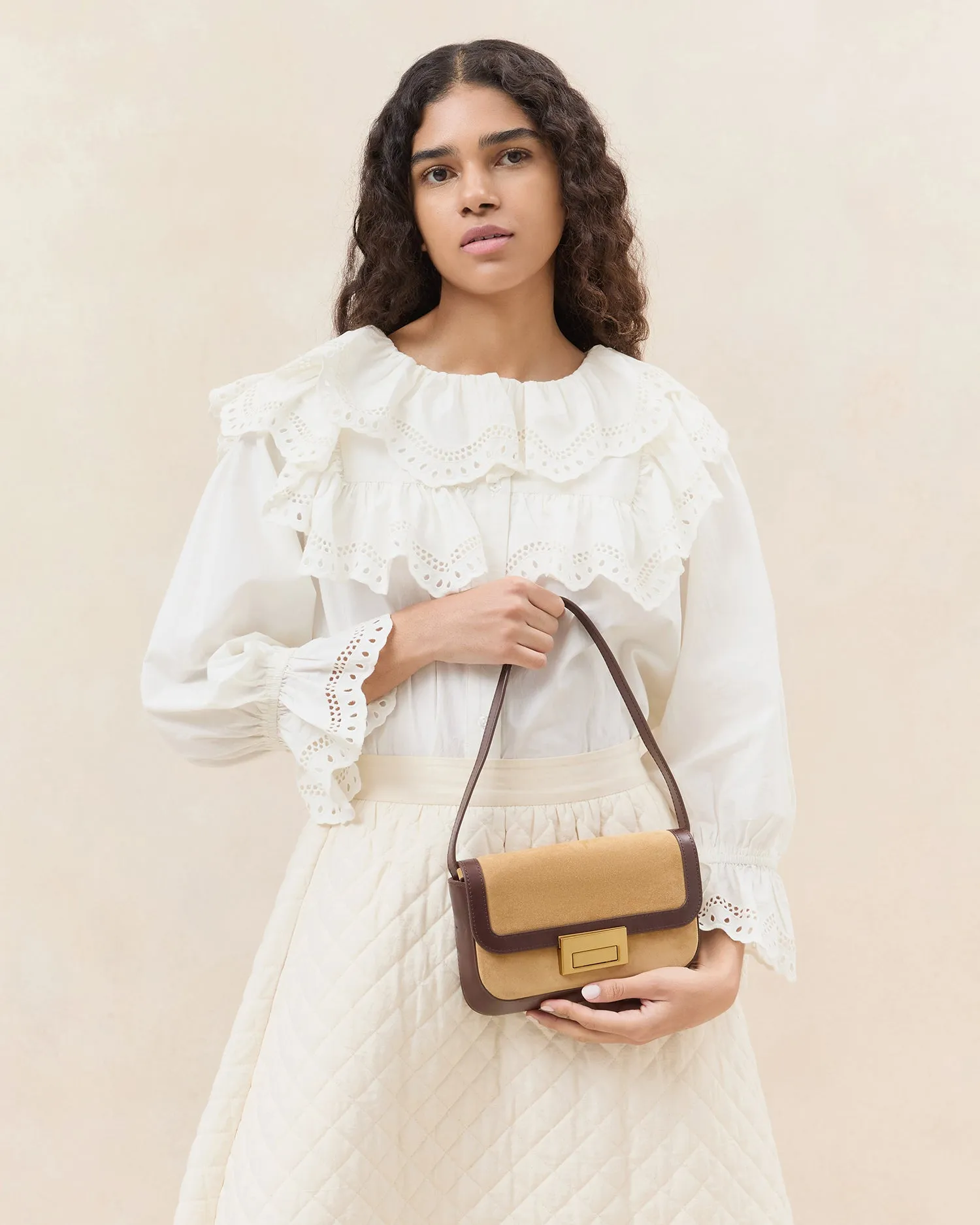 Stefania Hazel Suede Baguette Bag