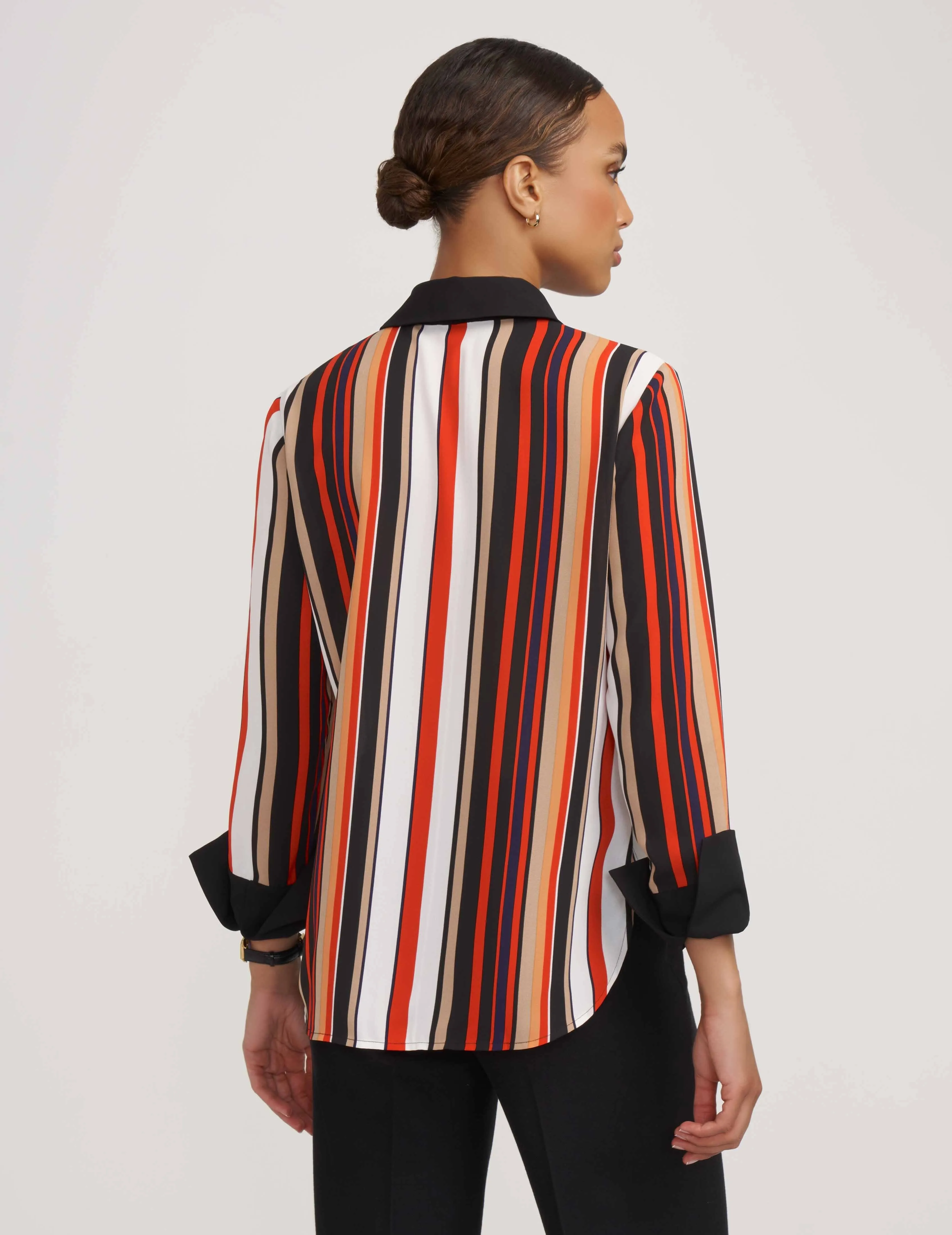Striped Covered Placket Oxford- Sale
