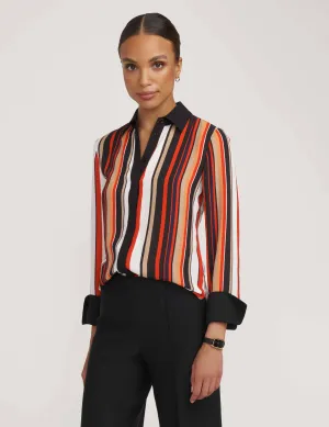 Striped Covered Placket Oxford- Sale