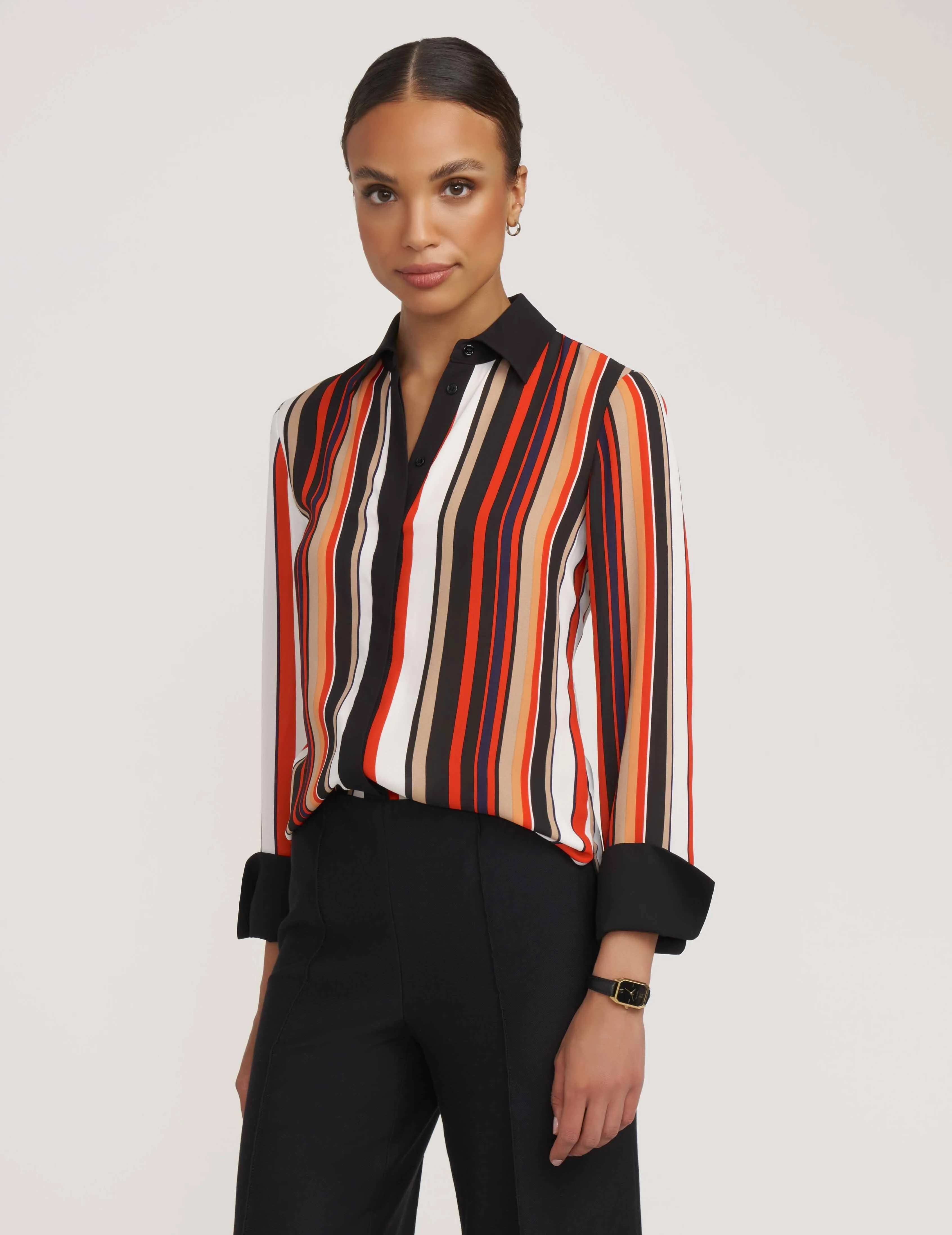 Striped Covered Placket Oxford- Sale