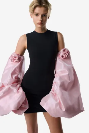 Taffeta Sleeved Jersey Dress