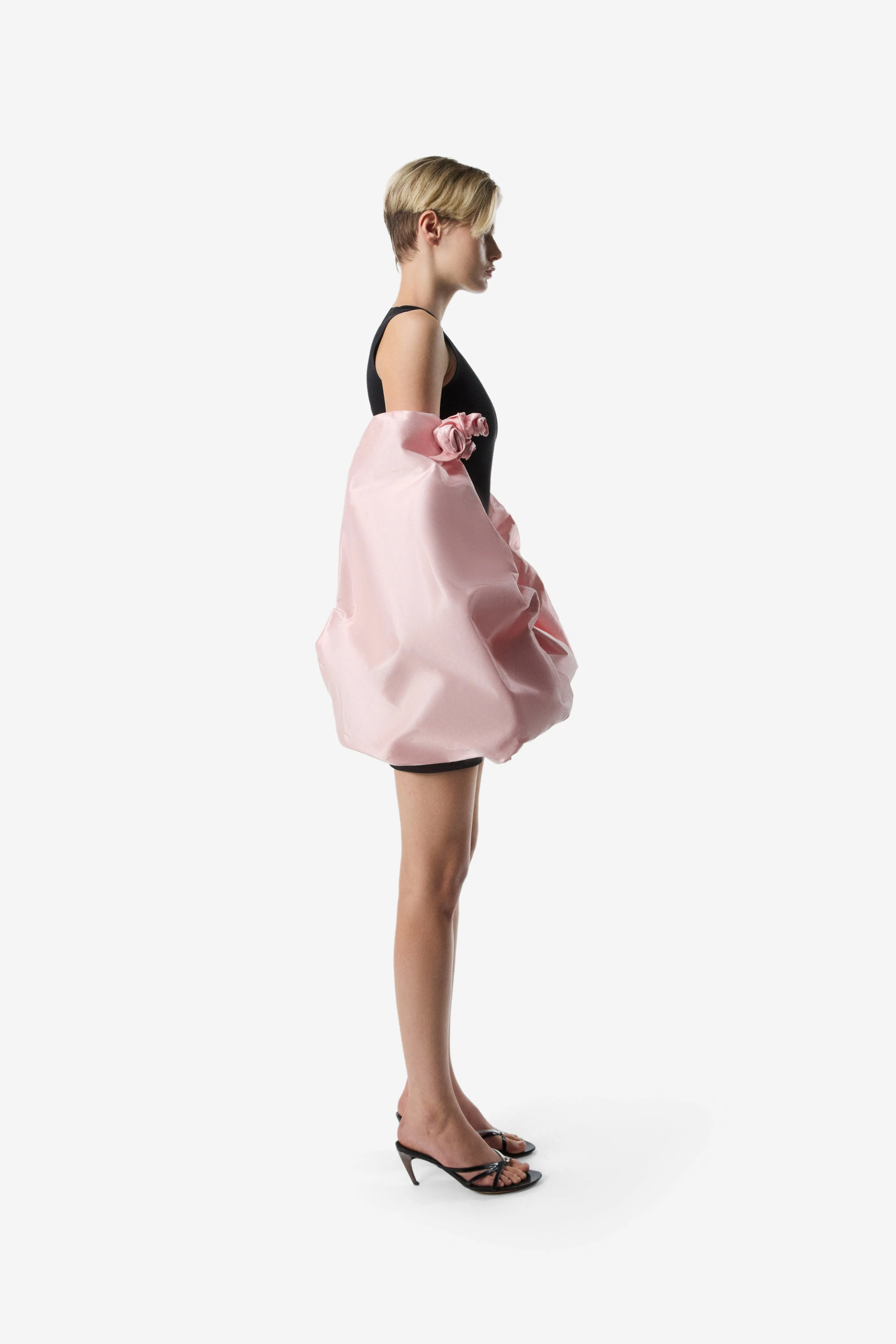 Taffeta Sleeved Jersey Dress