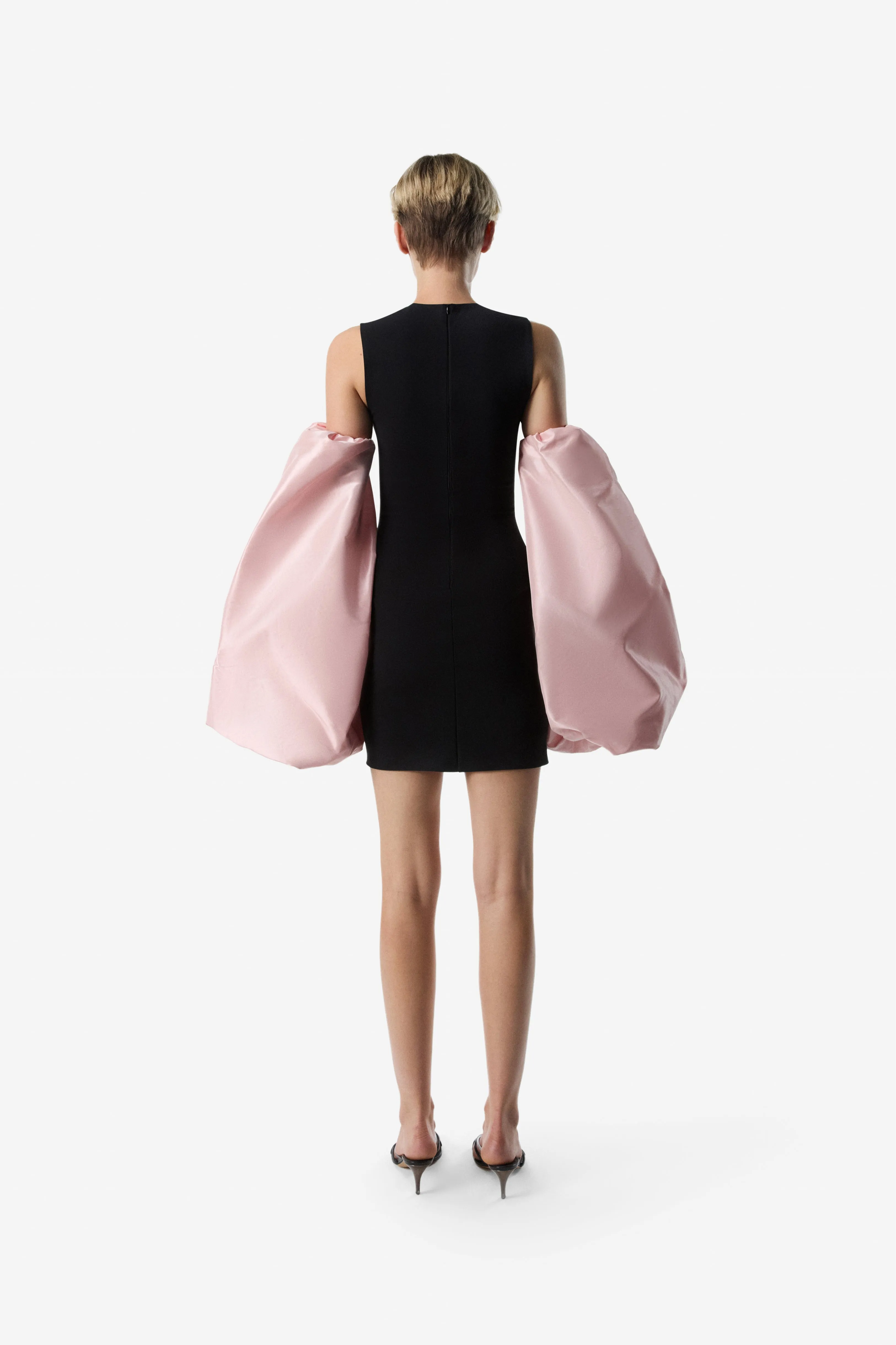Taffeta Sleeved Jersey Dress