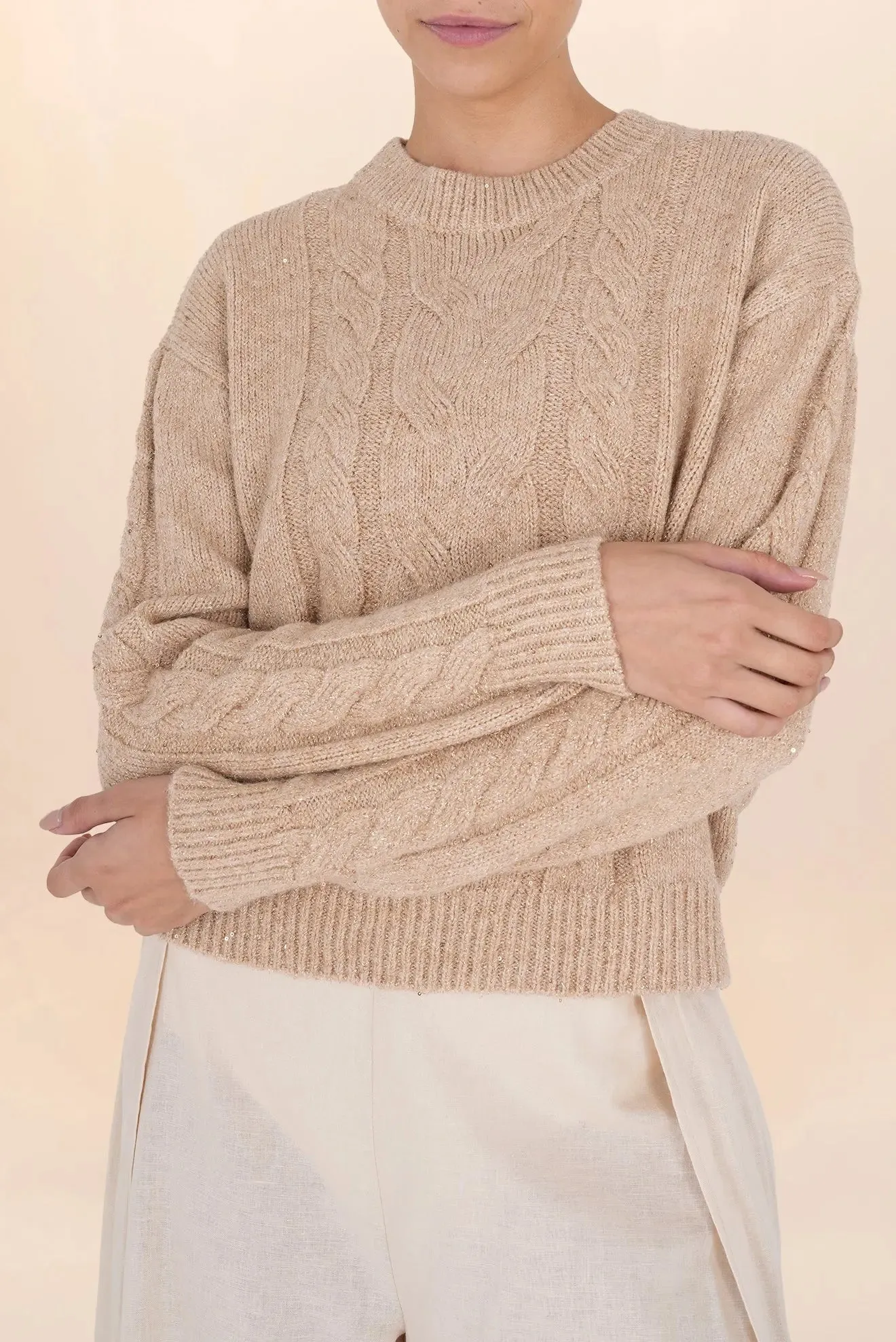 TAUPE AMALIA CLASSIC SWEATER