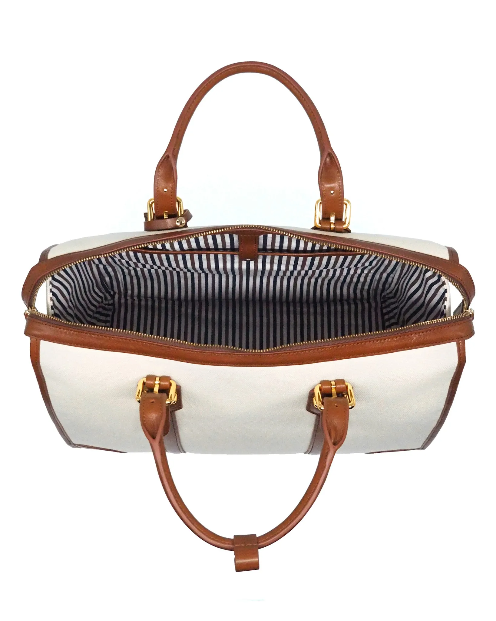 The Viaggio Heavy-Weight Canvas Duffel (Ivory/ Cognac)