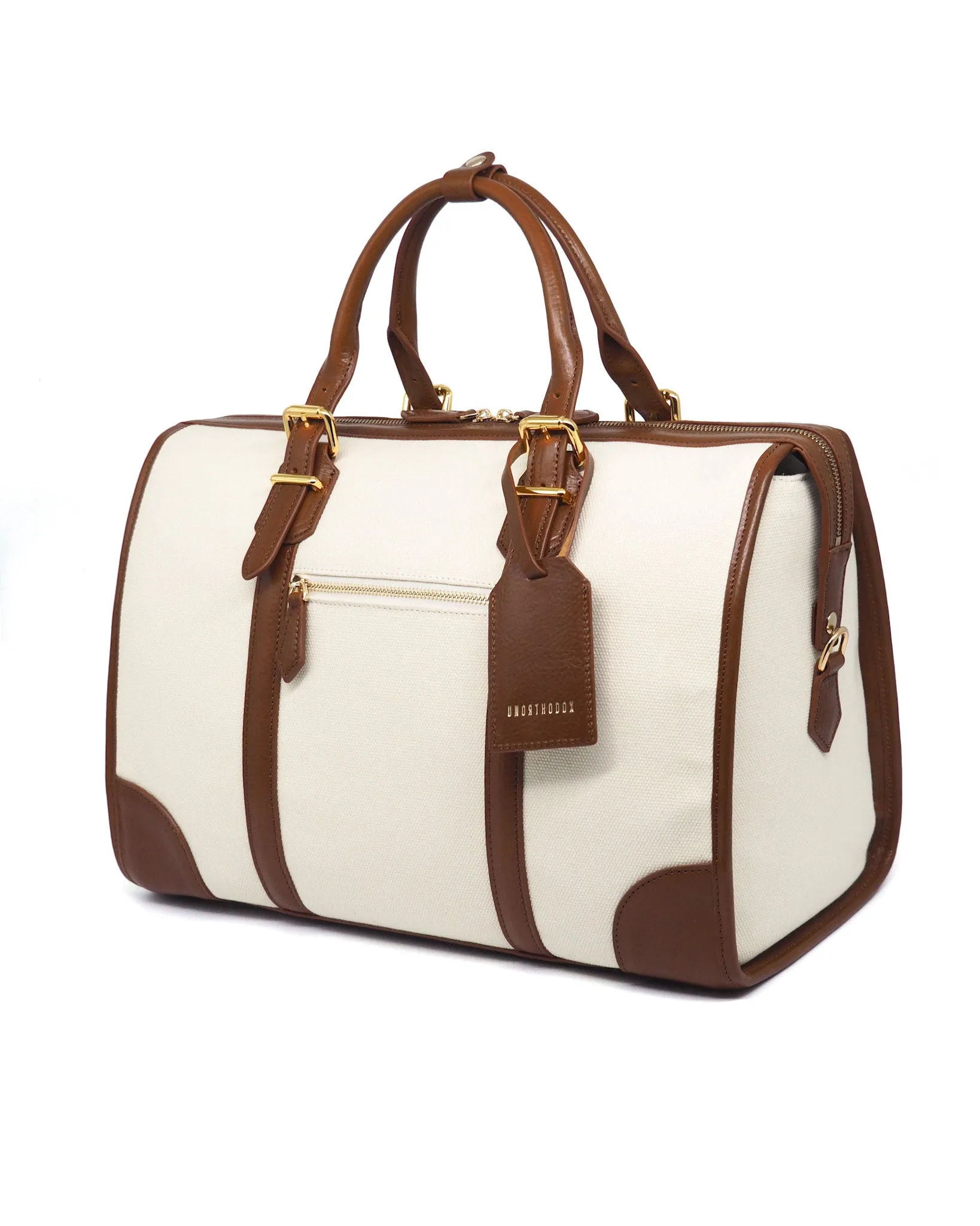 The Viaggio Heavy-Weight Canvas Duffel (Ivory/ Cognac)