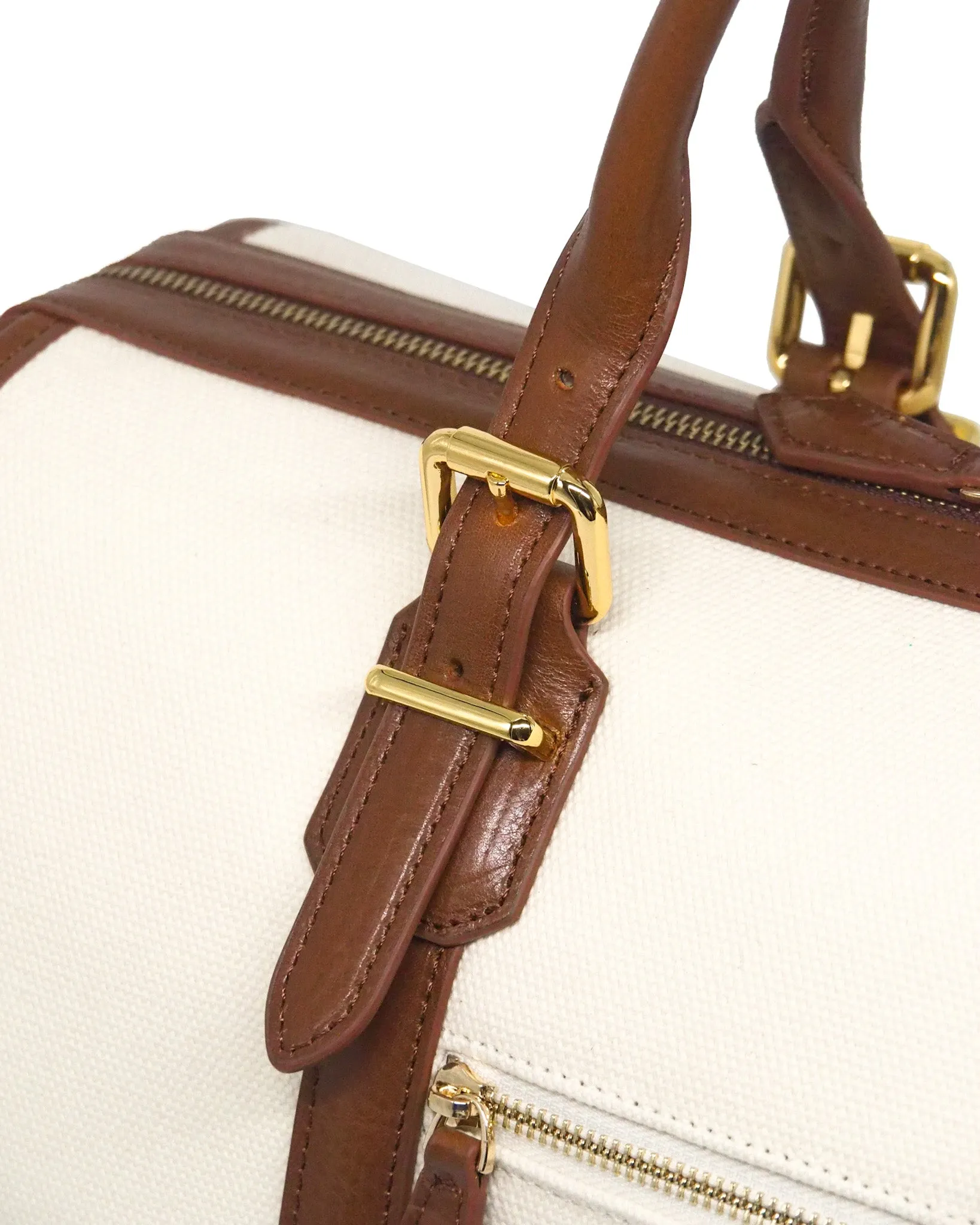 The Viaggio Heavy-Weight Canvas Duffel (Ivory/ Cognac)