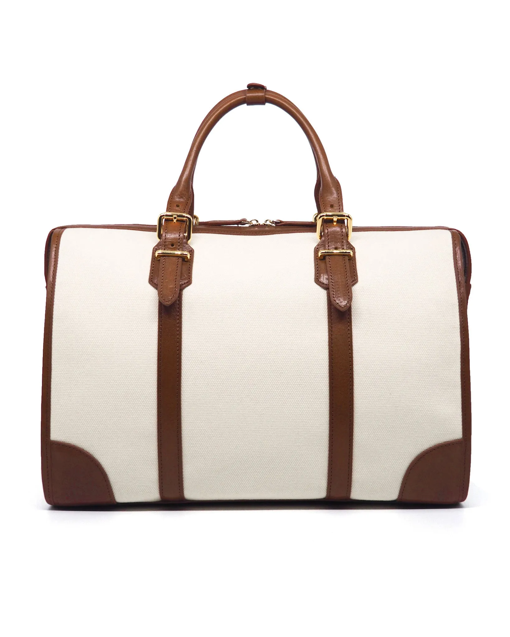 The Viaggio Heavy-Weight Canvas Duffel (Ivory/ Cognac)