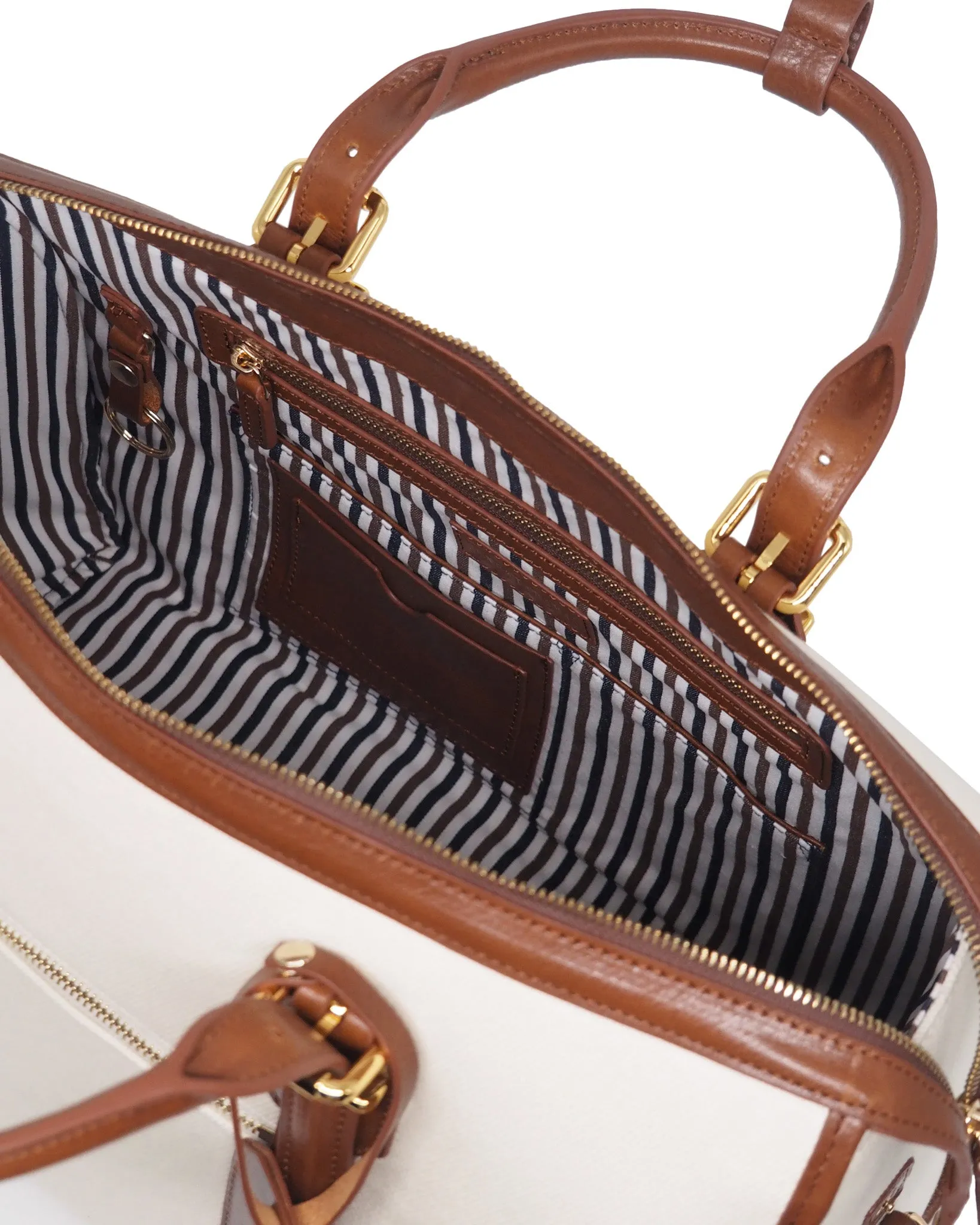 The Viaggio Heavy-Weight Canvas Duffel (Ivory/ Cognac)