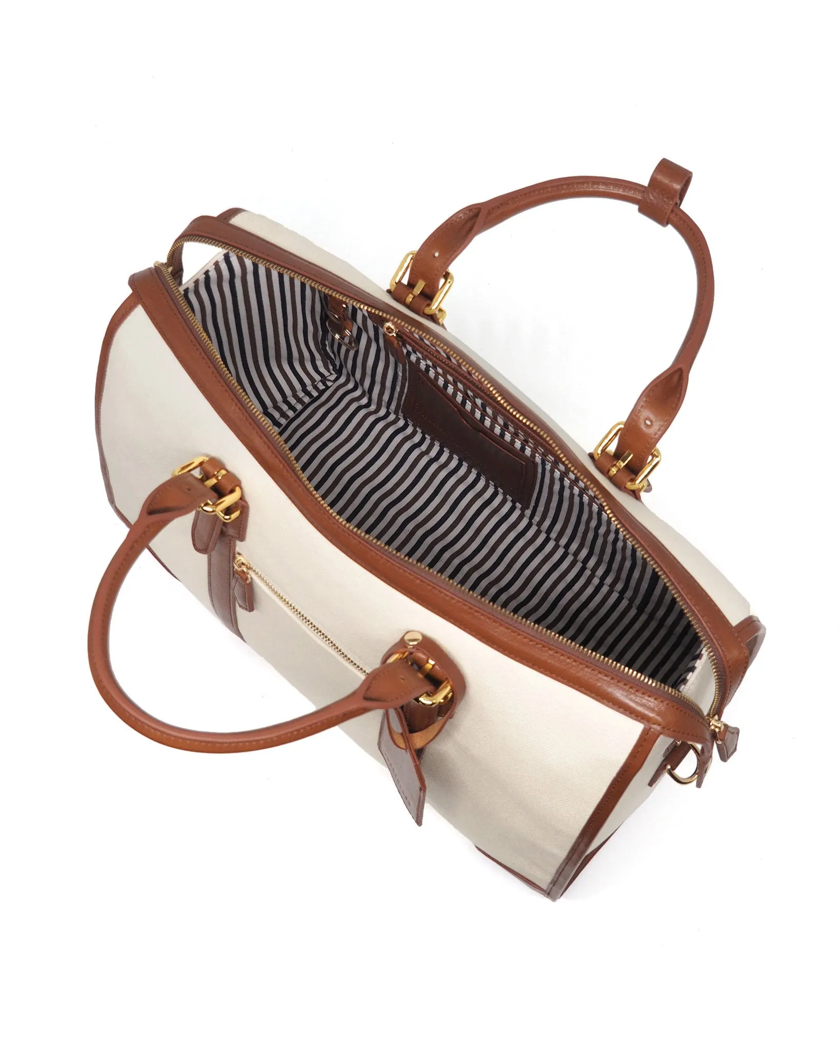 The Viaggio Heavy-Weight Canvas Duffel (Ivory/ Cognac)