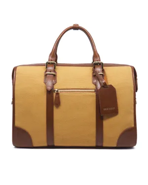 The Viaggio Heavy-Weight Canvas Duffel (Sand/ Cognac)