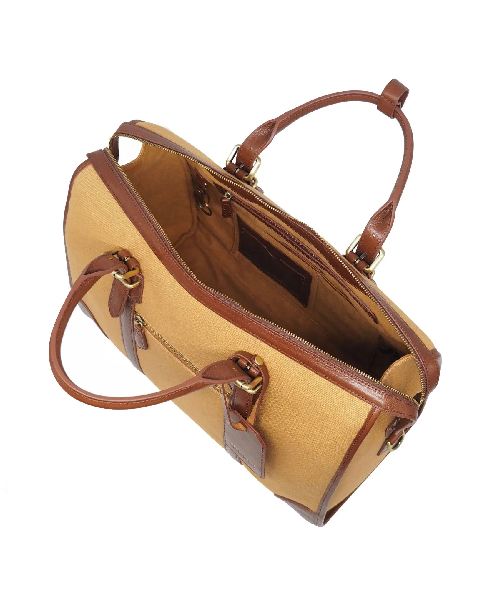 The Viaggio Heavy-Weight Canvas Duffel (Sand/ Cognac)