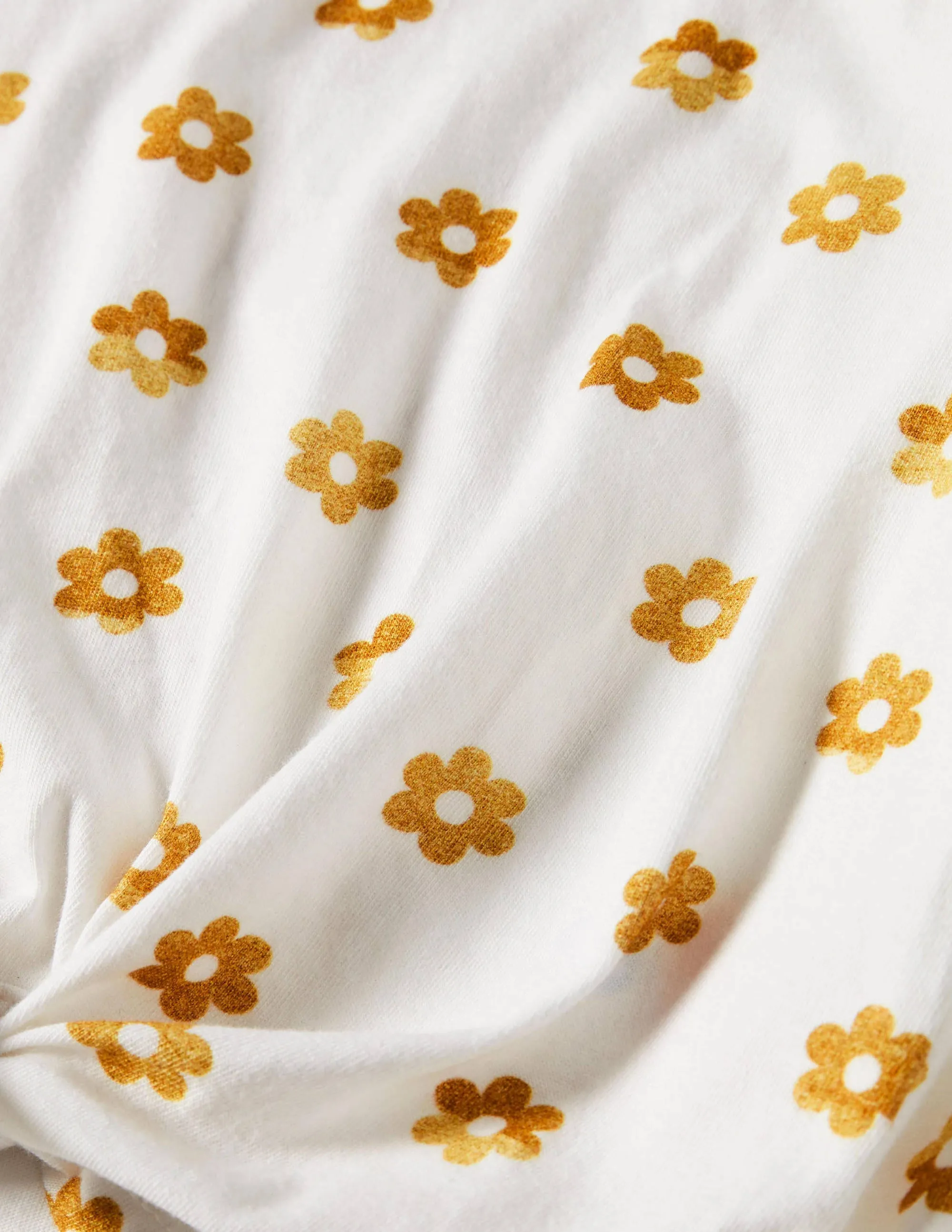 Tie-front T-shirt-White Foil Daisy