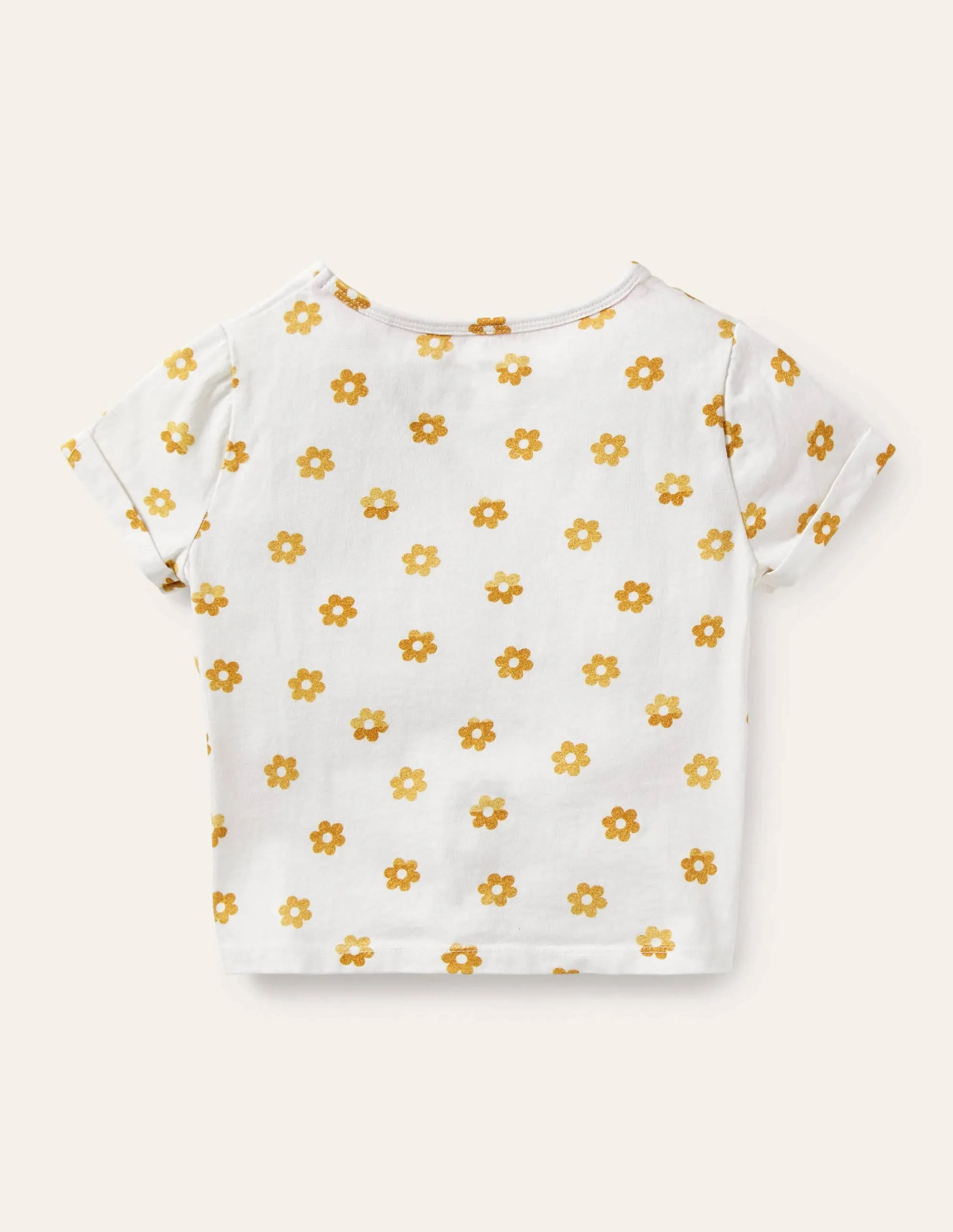 Tie-front T-shirt-White Foil Daisy