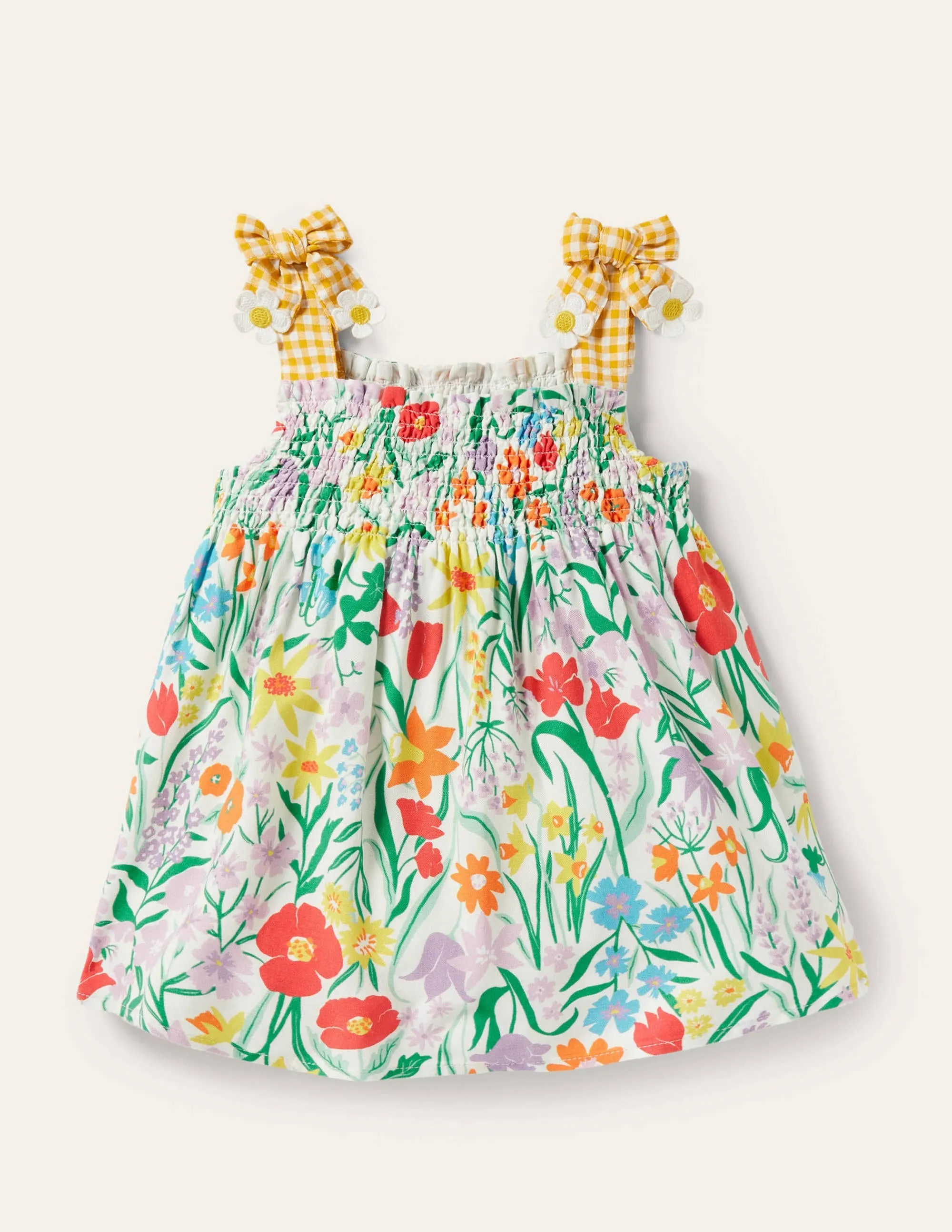 Tie Shoulder Smocked Top-Multi Spring Meadow