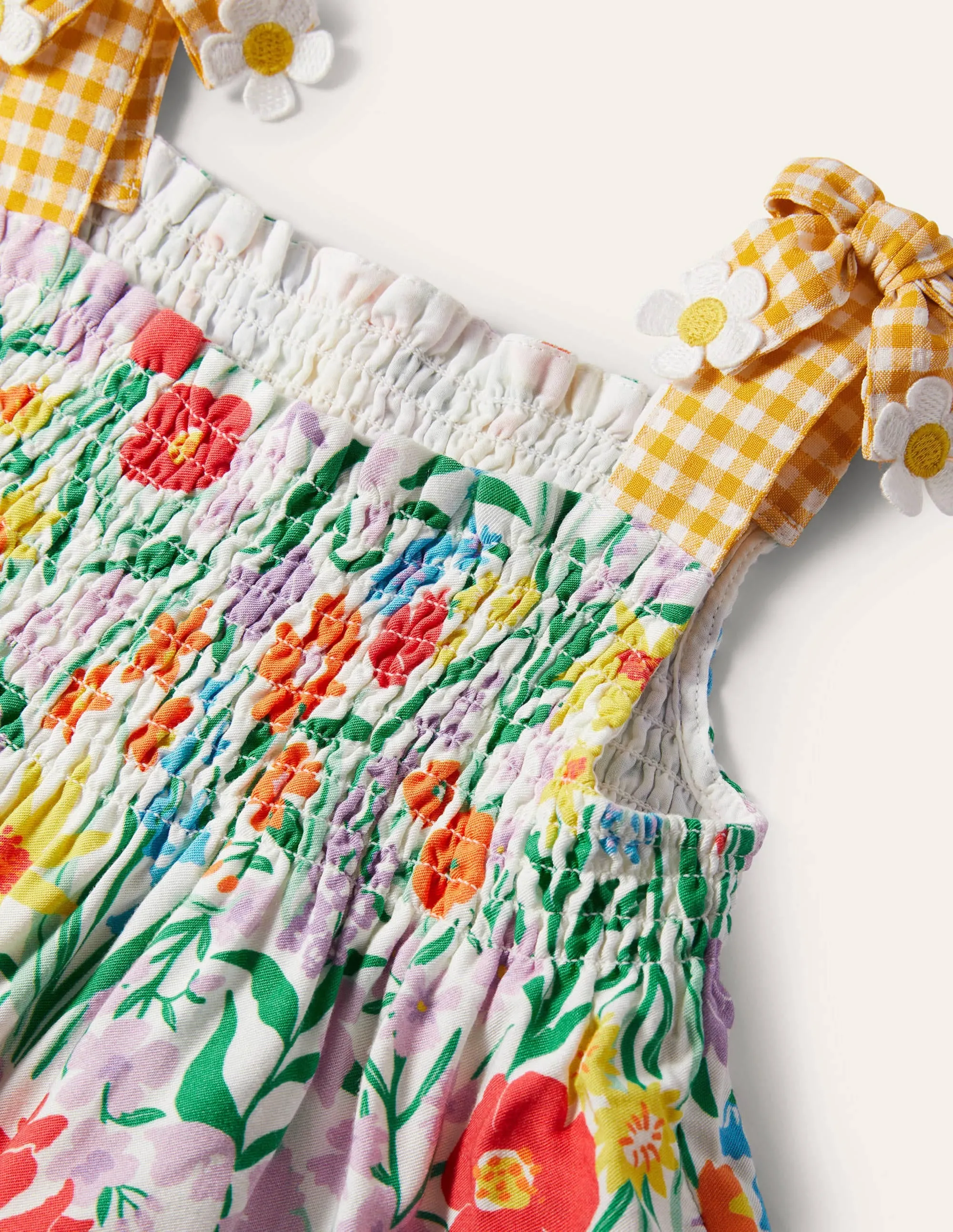 Tie Shoulder Smocked Top-Multi Spring Meadow