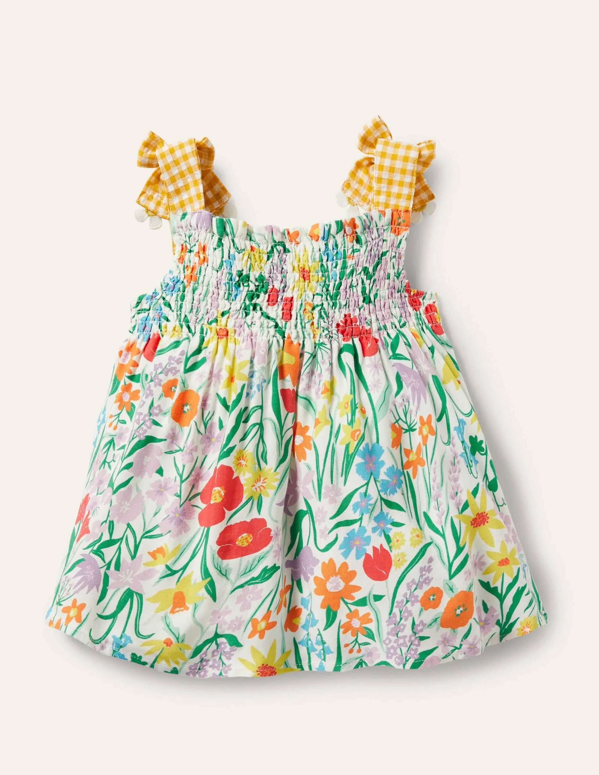 Tie Shoulder Smocked Top-Multi Spring Meadow