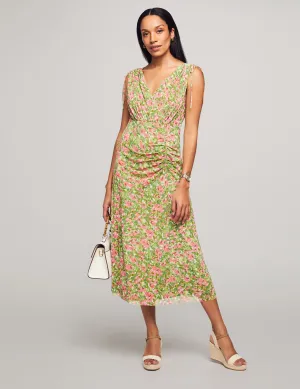 Tie Shoulder Surplice Midi Dress- Sale