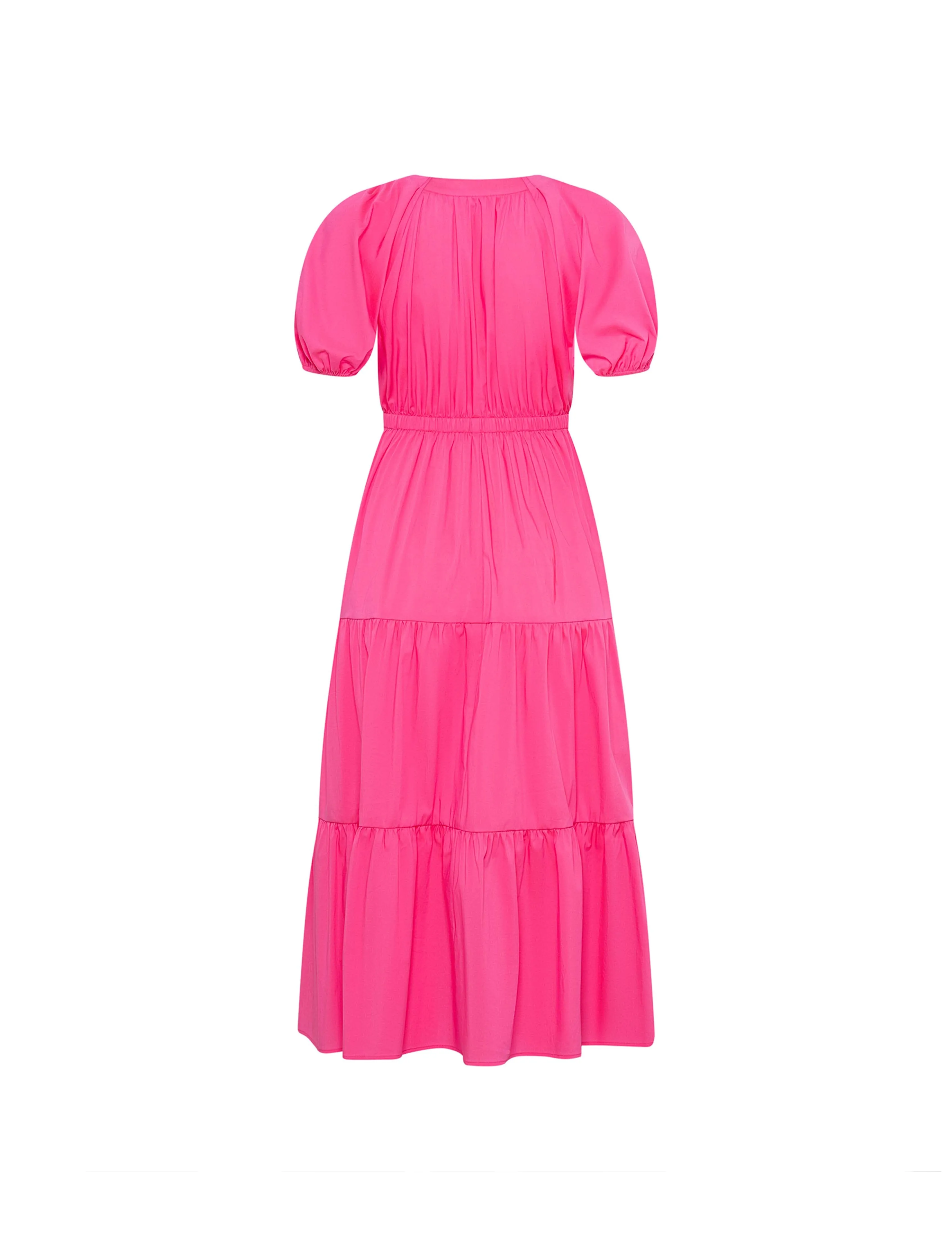 Tiered Puff Sleeve Midi Dress