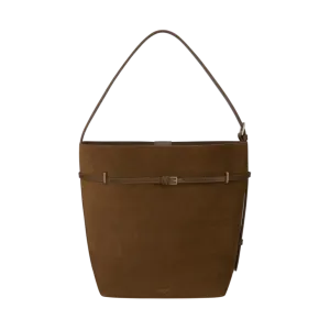 Toffee Suede Belted Tote Bag