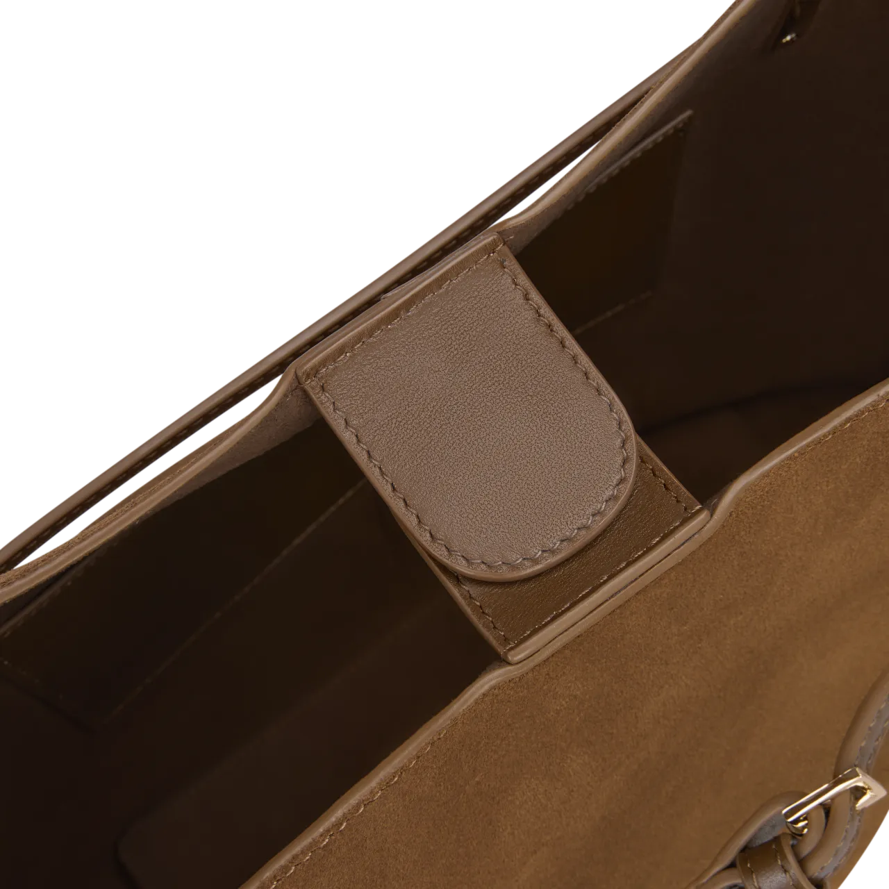 Toffee Suede Belted Tote Bag