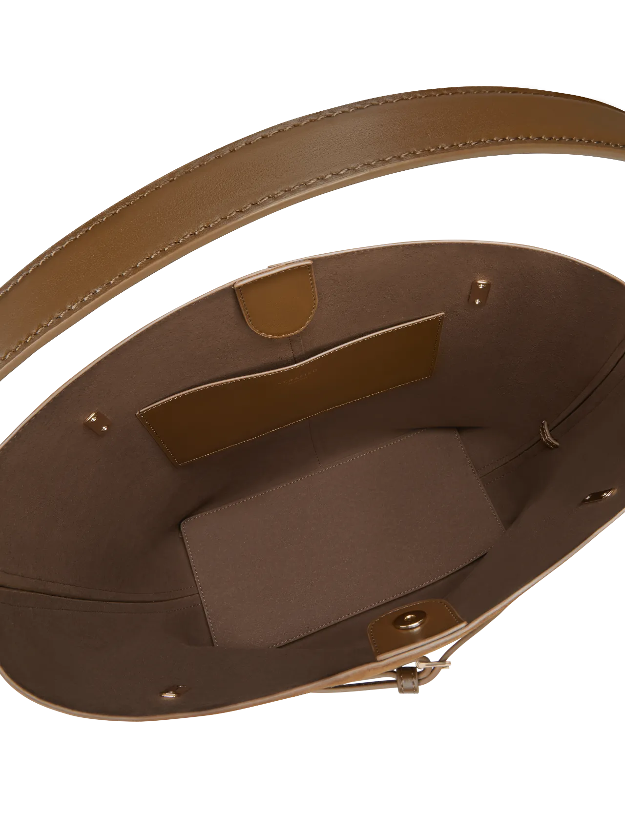 Toffee Suede Belted Tote Bag