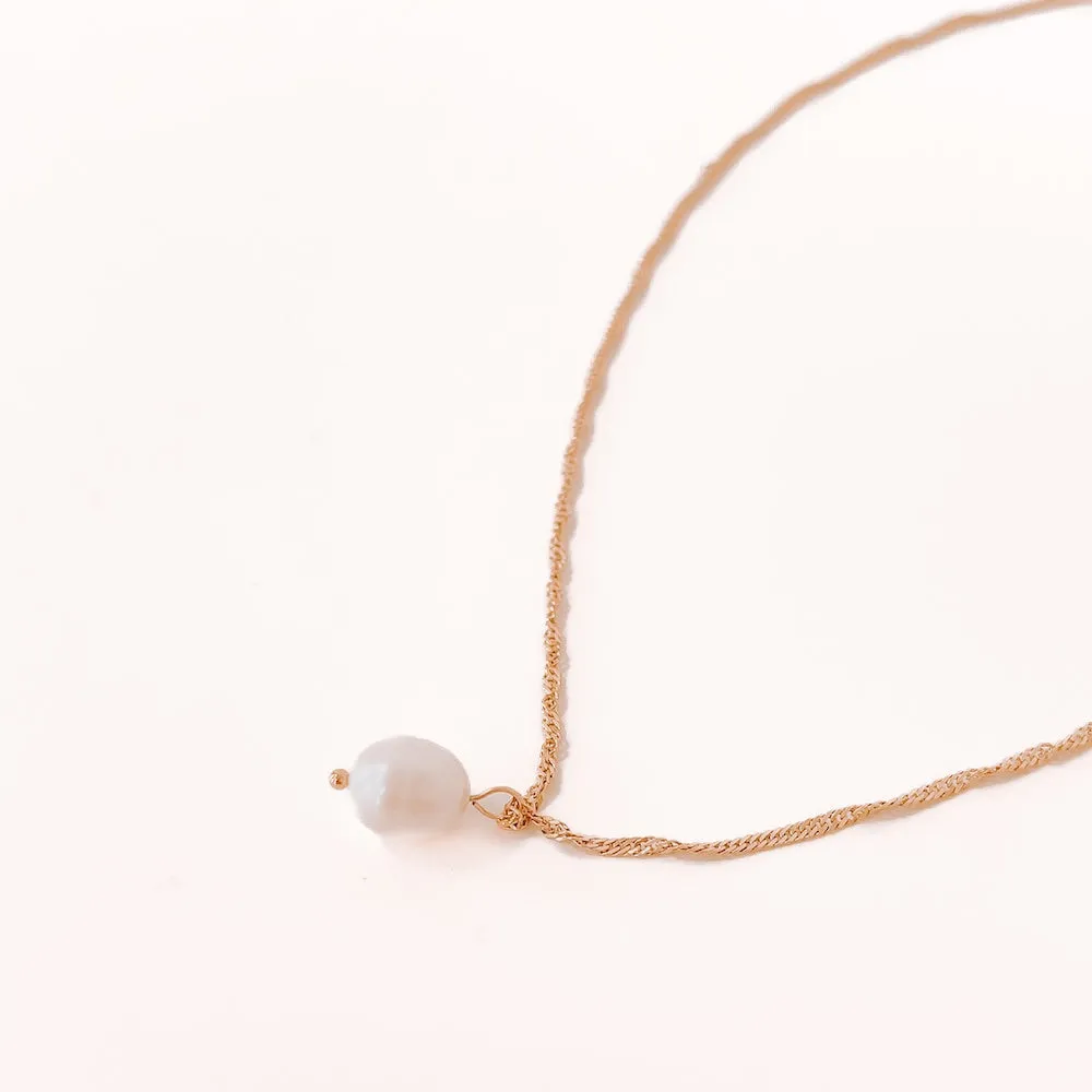 Twisted Chain Pearl Necklace *WATERPROOF*
