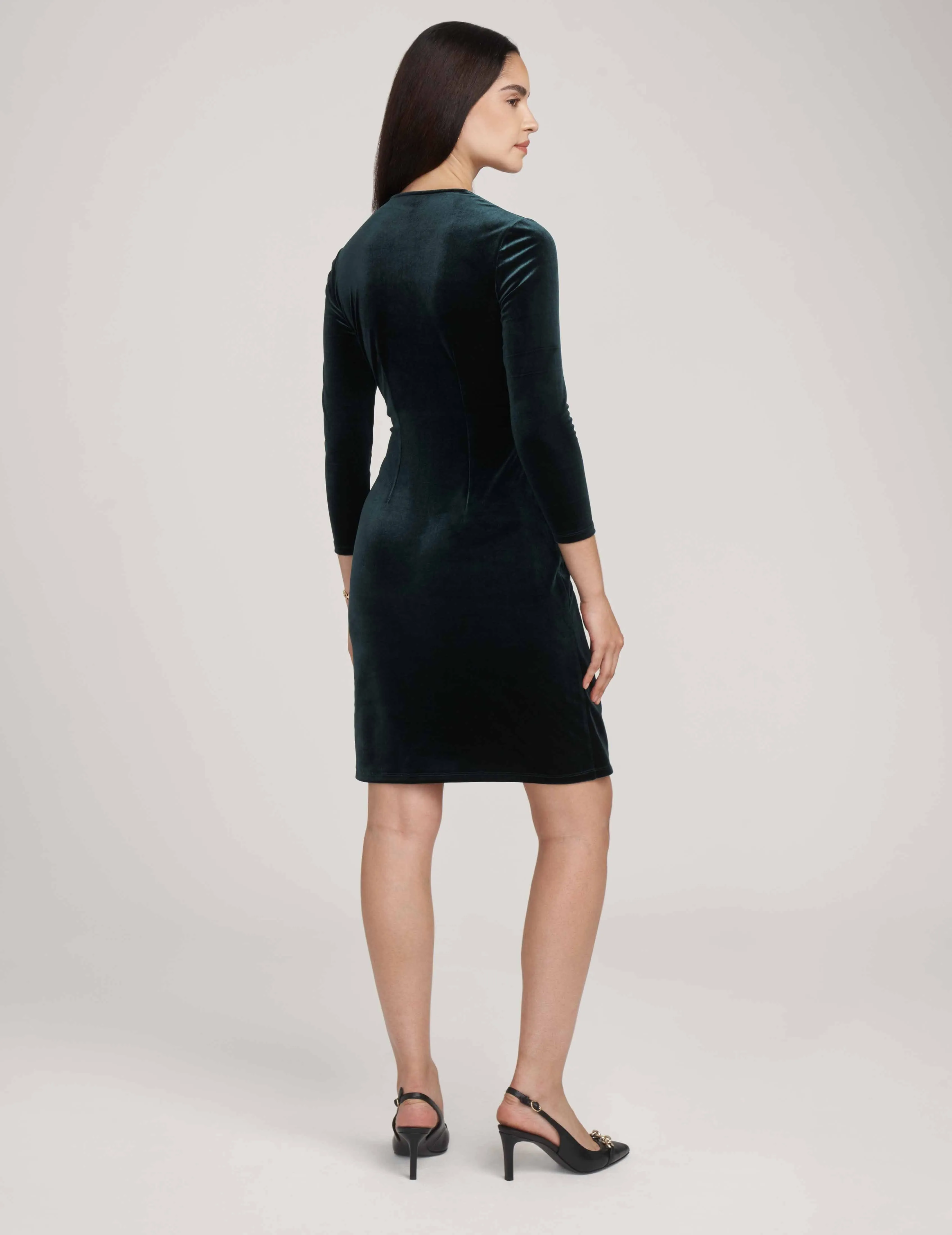 Velvet Classic Faux Wrap Dress- Sale