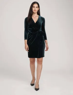 Velvet Classic Faux Wrap Dress- Sale