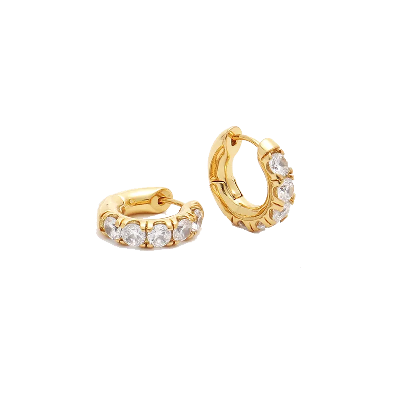 White Stone Hoops (Final Sale)