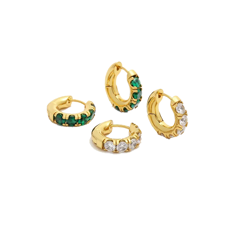 White Stone Hoops (Final Sale)